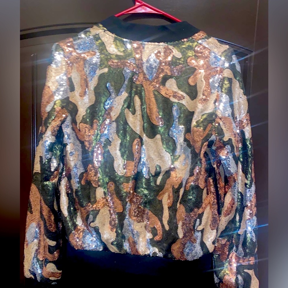 Camouflage sequin jacket
